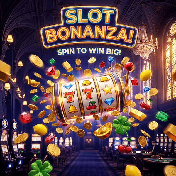 Glowing purple gemstones and gold coins from Fortune Gems slot game